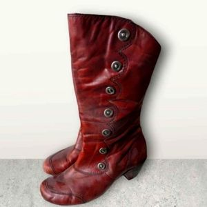 Remonte By Rieker Womens Leather Boots Burgundy Zipper Size 10